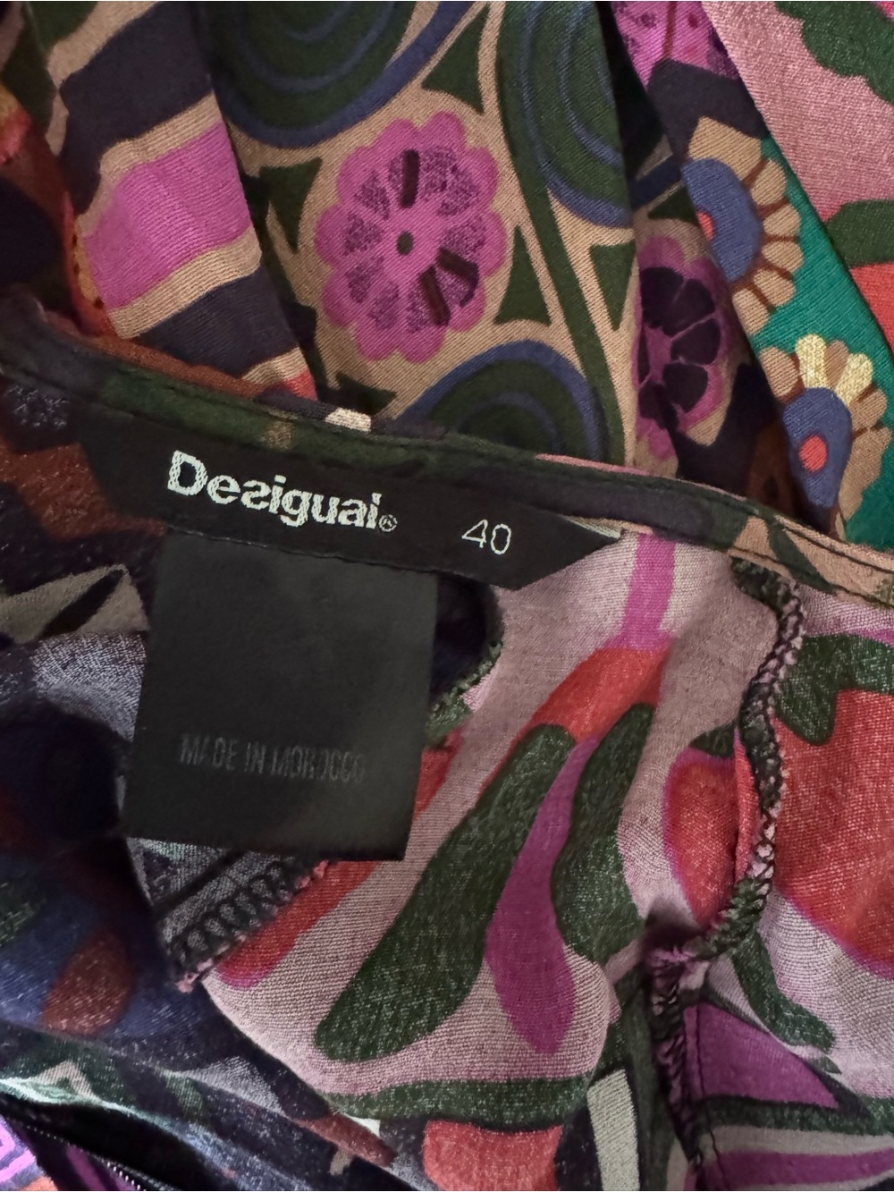 Desigual Multicolor Geometric & Floral Print Dress — Purple, Pink, Green, Orange - Picture 8 of 10